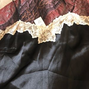 Rickis black cami with lace and seed pearls